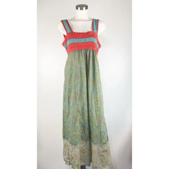 Sundance Coral and Teal Midi Dress - Picture 2 of 7